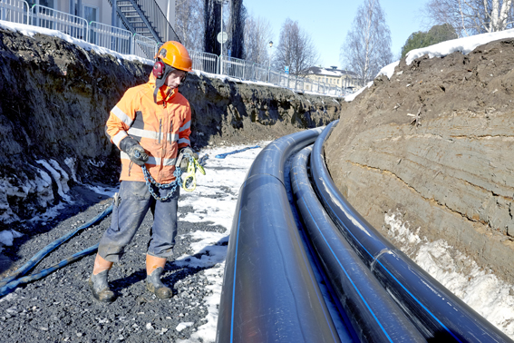 Extena tryckrör polyeten PE100 RC läggning referensobjekt Skellefteå