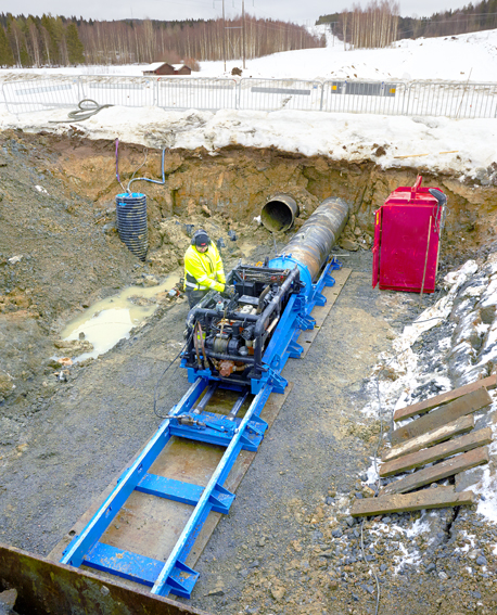 Extena tryckrör polyeten PE100 RC läggning referensobjekt Skellefteå Rörtryckning